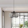 Modern Oblate Black Crystal Chandelier Fixture; Ceiling Pendant light for Living Room; Bedroom; Kitchen; Dining Room; Hallway; Adjustable Color Temper