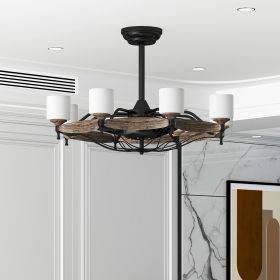 Matte Black Ceiling Fans With Remote Control 8 lights;  DC Motor;  3 ABS Blades;  Multi-Speed;  Reversible Airflow;  Timing and Anti-theft function;