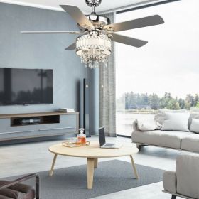 52 Inch Crystal Ceiling Fan Lamp w/ 5 Reversible Blades