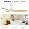 52 in. Indoor Ceiling Fan with light and Remote Control, 3 Yellow Solid Wood Blades