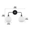 Vanity Light Fixtures 2 Frosted Globe Shade Matte Black+Silver Home Decoration