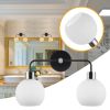 Vanity Light Fixtures 2 Frosted Globe Shade Matte Black+Silver Home Decoration