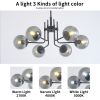 Modern American style chandelier-black iron-glass lampshade -6 bulbs