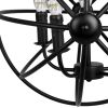 5-Light Globe Sphere Orb Cage Flush-Mount Chandelier Black Pendant Light Farmhouse Chandelier Candle Globe Ceiling Light Fixture