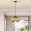 Modern Oblate Black Crystal Chandelier Fixture; Ceiling Pendant light for Living Room; Bedroom; Kitchen; Dining Room; Hallway; Adjustable Color Temper