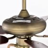 52inch Bronze Metal 3 Lights Ceiling Fan with 5 Wood Blades; Two-color fan blade; AC Motor; Remote Control; Reversible Airflow; Multi-Speed; Adjustabl