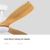 52 in. Indoor Ceiling Fan with light and Remote Control, 3 Yellow Solid Wood Blades