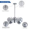 Modern American chandelier-silver iron glass lampshade -6 bulbs -E26 lamp holder