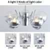 Modern American chandelier-silver iron glass lampshade -6 bulbs -E26 lamp holder