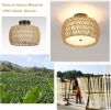 3-Light Woven Rattan Semi Flush Mount Ceiling Light