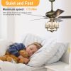 52inch Bronze Metal 3 Lights Ceiling Fan with 5 Wood Blades; Two-color fan blade; AC Motor; Remote Control; Reversible Airflow; Multi-Speed; Adjustabl