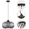 Modern Oblate Black Crystal Chandelier Fixture; Ceiling Pendant light for Living Room; Bedroom; Kitchen; Dining Room; Hallway; Adjustable Color Temper