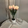 1pc LED Tulip Night Light Simulation Flower Table Lamp; Home Decoration Atmosphere Lamp; Romantic Potted Gift For Office; Room; Bar; Cafe