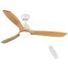 52 in. Indoor Ceiling Fan with light and Remote Control, 3 Yellow Solid Wood Blades