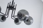 Modern American style chandelier-black iron-glass lampshade -6 bulbs