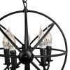 5-Light Globe Sphere Orb Cage Flush-Mount Chandelier Black Pendant Light Farmhouse Chandelier Candle Globe Ceiling Light Fixture