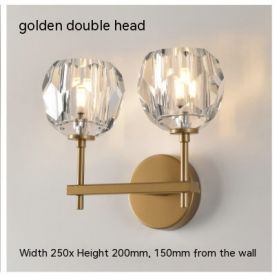 Bedroom Bedside Crystal Wall Lamp (Option: Warm Light LED5W-Double Head Golden)