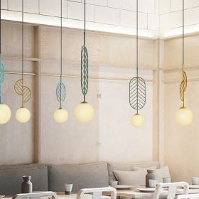 Simple Bar Restaurant Study Cafe Macaron Leaf Chandelier (Option: Half moon blue-No bulb)