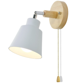 Wooden Zipper Bedside Wall Lamp (Option: White-With switch-With light source)