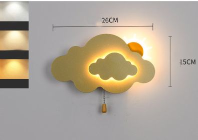 Cloud Children's Room Wall Cartoon Bedside Eye Protection Lamp (Option: Gold-electric)