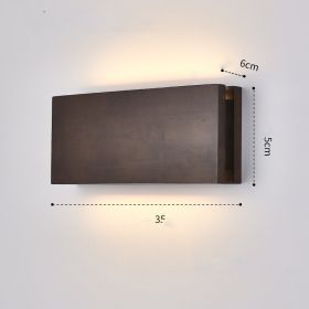 Solid Wood Wall Lamp Bedside Porch Hallway Balcony New Chinese Style (Option: Walnut color-Rectangular 35x15CM 12W-neutral light)