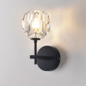 Bedroom Bedside Crystal Wall Lamp (Option: Warm Light LED5W-Single Head Black)