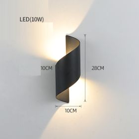 Waterproof Balcony Led Super Bright Corridor Stairs Simple Induction Wall Lamp (Option: Black-Warm light-10W)