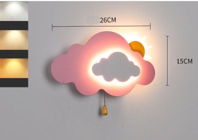 Cloud Children's Room Wall Cartoon Bedside Eye Protection Lamp (Option: Pink-electric)