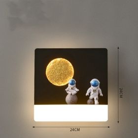 Bedroom Bedside Astronaut-shaped Shelf Wall Lamp (Option: Square black-White light)