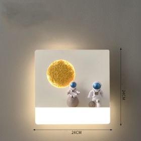 Bedroom Bedside Astronaut-shaped Shelf Wall Lamp (Option: Square white-White light)