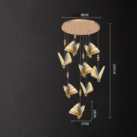 Butterfly Chandelier Bedside Enamelled Dining Hall Staircase (Option: Colorful 8head disc-White light)