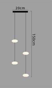 Modern Minimalist Bedroom Bedside Bar Pendant Lamp (Option: Long disc with 4heads-Tricolor light)