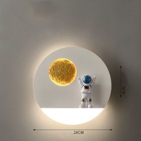 Bedroom Bedside Astronaut-shaped Shelf Wall Lamp (Option: Circle white-Warm light)