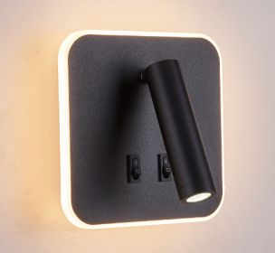 Modern Minimalist Bedside LED Wall Lamp Creative Led Spotlight (Option: With 14wled Warm Light-B204 Square Black)