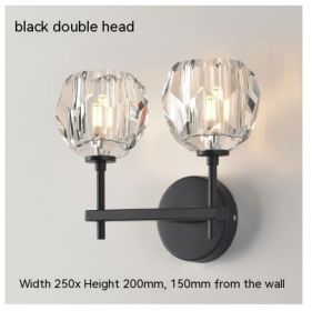 Bedroom Bedside Crystal Wall Lamp (Option: Without Light Source-Double Head Black)