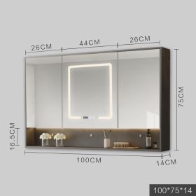 Smart Cabinet With Led Lights Anti-fog Hanging Wall Type Toilet Dressing Bathroom Combination Mirror (Option: Grey-100cm)