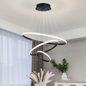 The Dining Room Chandelier Surrounds The Smart Eye Protection Living Room Bedroom (Option: Black B model 20x40x60CM-Three color dimming-220V)