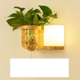 Green Plant Solid Wood Corridor Decoration Bedroom Bed Creative Wall Lamp (Option: A-Right style)