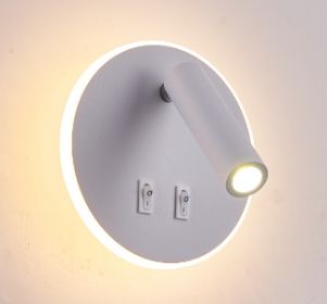 Modern Minimalist Bedside LED Wall Lamp Creative Led Spotlight (Option: With 14wled Warm Light-B203 Round White)