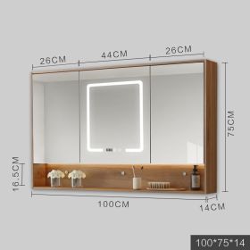 Smart Cabinet With Led Lights Anti-fog Hanging Wall Type Toilet Dressing Bathroom Combination Mirror (Option: Wood color-100cm)