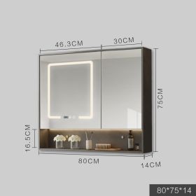 Smart Cabinet With Led Lights Anti-fog Hanging Wall Type Toilet Dressing Bathroom Combination Mirror (Option: Grey-80cm)