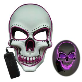 Halloween skull LED light-emitting mask Cold light atmosphere stage performance props New Year's party carnival masks (select: B32-pink)