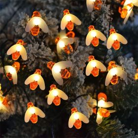 Solar String Lights Outdoor Waterproof Simulation Honey Bees Lamp Fairy Lights with 8 Lighting Decor for Garden Xmas Decorations (Color: warmwhite, size: 11M60leds)