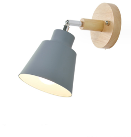 Wooden Zipper Bedside Wall Lamp (Option: Grey-Without switch-without light source)