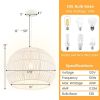 Adjustable Hanging Rope Farmhouse Rattan Pendant Lights Cage