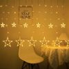 1pc LED Star Curtain Light; Festival Linghts; Christmas Decoration; For Window Bedroom Decorative Atmosphere String Lights 11.5ft