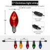 C7 Multi-color Christmas Decorative Lights; 28 Feet Retro Christmas Tree Lamps; Outdoor Roof Line String Lights; 27 Light Bulbs; For The Courtyard Gar