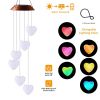 GANGES SA Solar Led Color-Changing Wind Chime Hanging Light; Wind Chime With Hanging Heart Shaped Ornaments; Festive Decoration For Courtyard; Garden