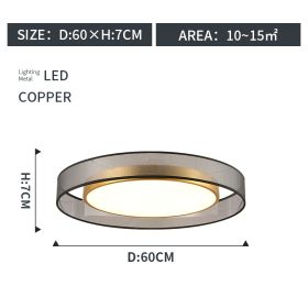 Round Living Room Ceiling Lamp (Option: Copper-60cm)