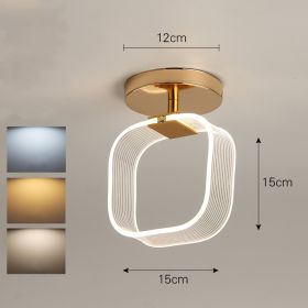 Creative Light Luxury Net Red Line Guide Ceiling Porch Lamp (Option: Gold-Square-Tricolor light)